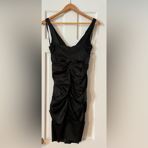 Xscape Black Ruched V-Neck Mini Dress - Picture 4 of 6